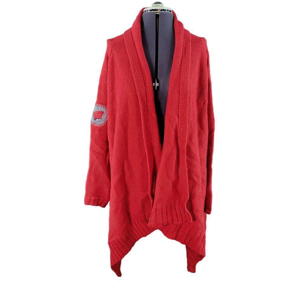 Meesh & Mia Wisconsin Badgers Red Cardigan Wrap Sweater Sz M